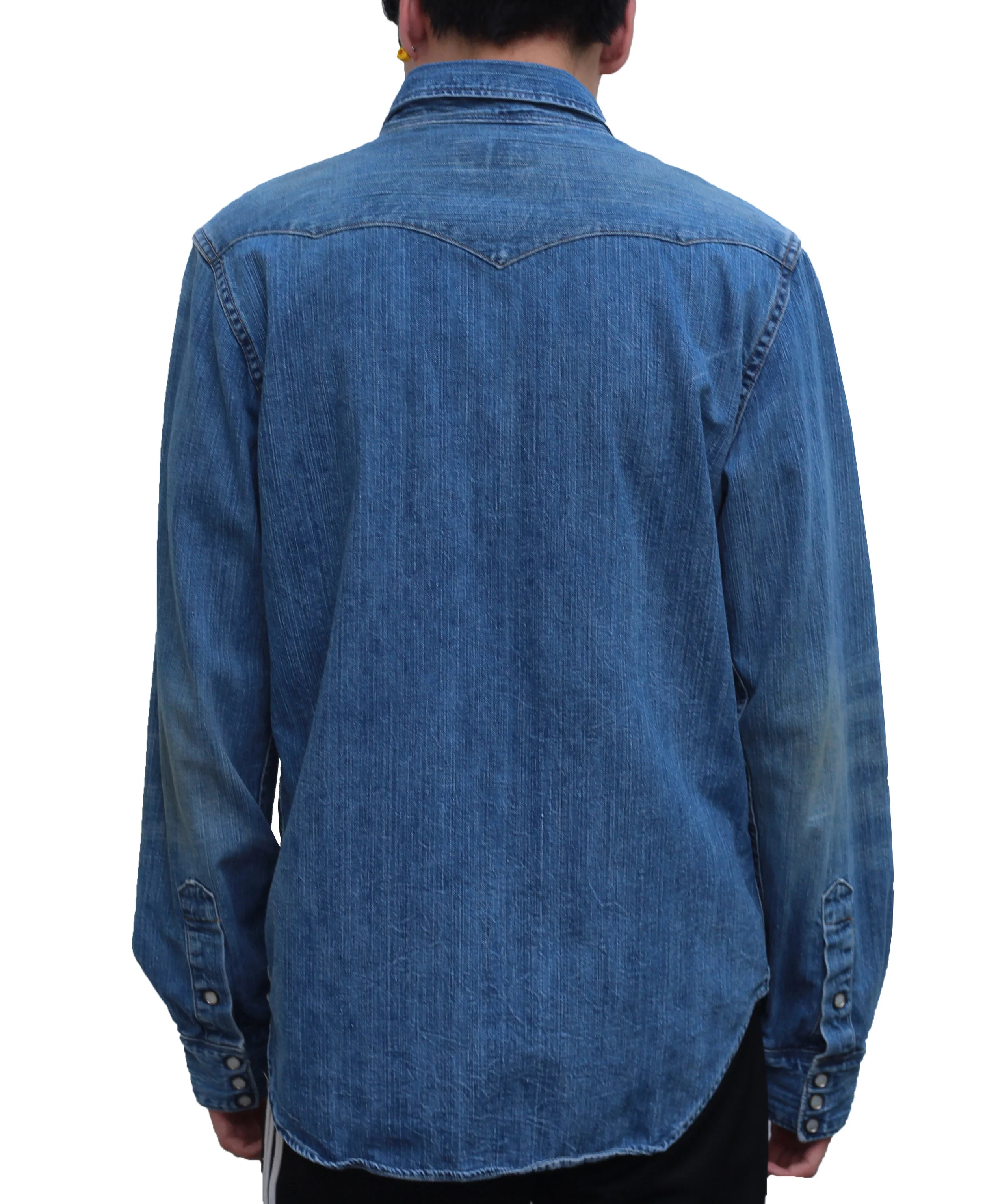 RRL Denim Button Down Shirt (Size L) — RootsBK